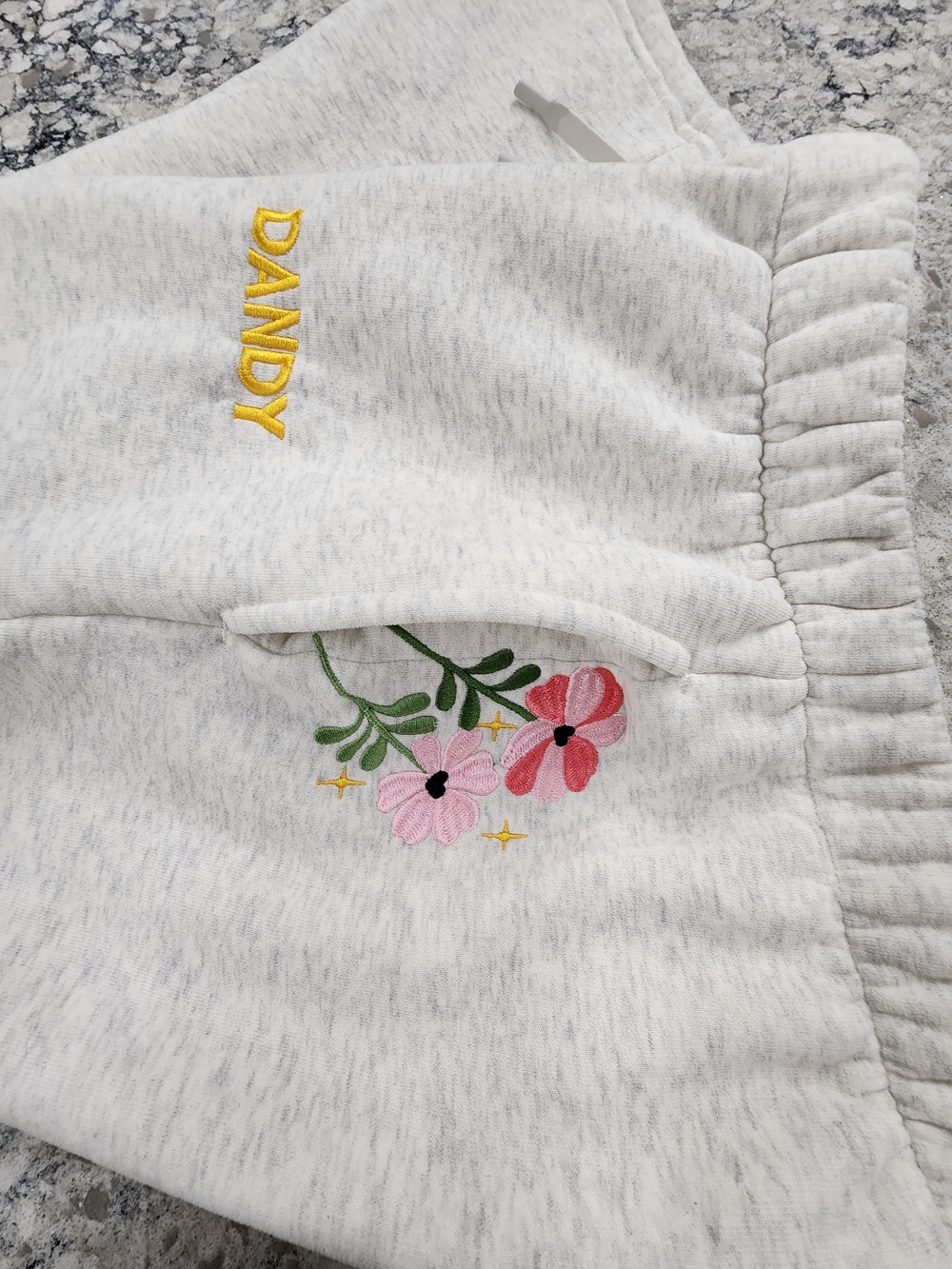 DANDY Light Gray Floral Embroidered Jogger Pants - Picture 4 of 14